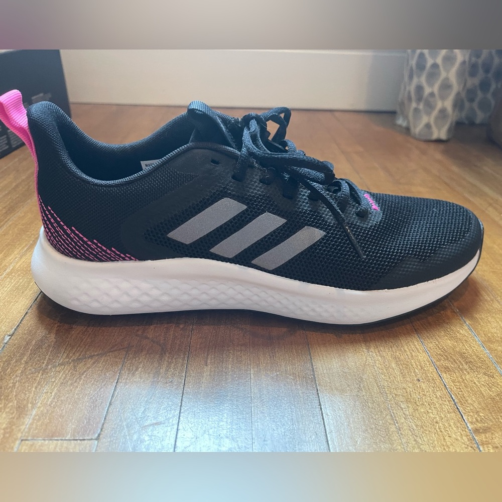 Adidas Black and Pink Running Shoes. Size 9